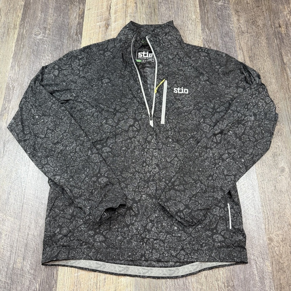 Stio Second Light Windshell Pullover Mens Small Black Gray Packable 1/4 Zip